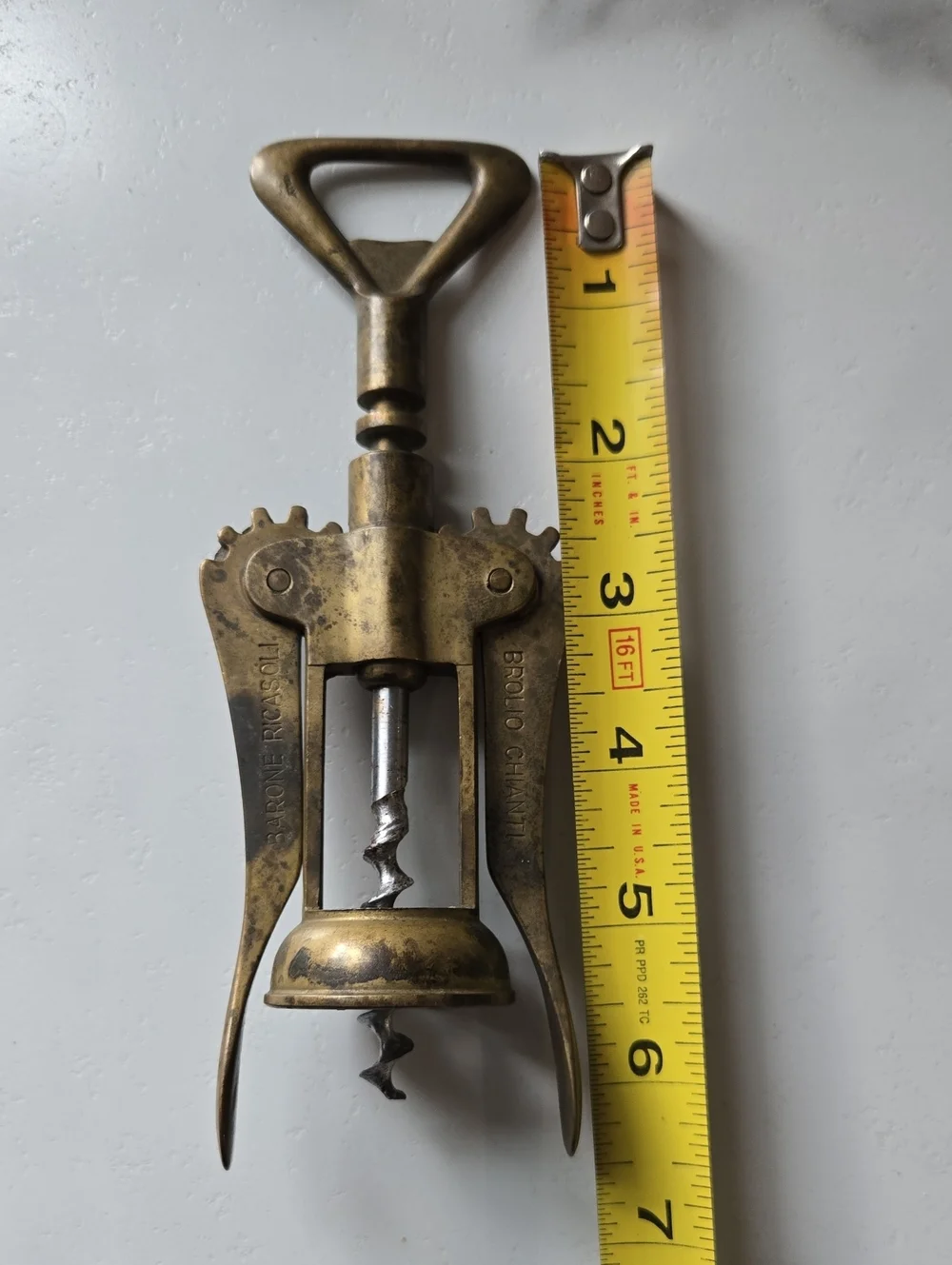Antique Brass Winged Corkscrew - Brass Wine Opener Finish Made In Italy